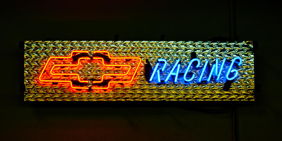 Car Photograph - Chevrolet Racing Neon Sign by Jill Reger