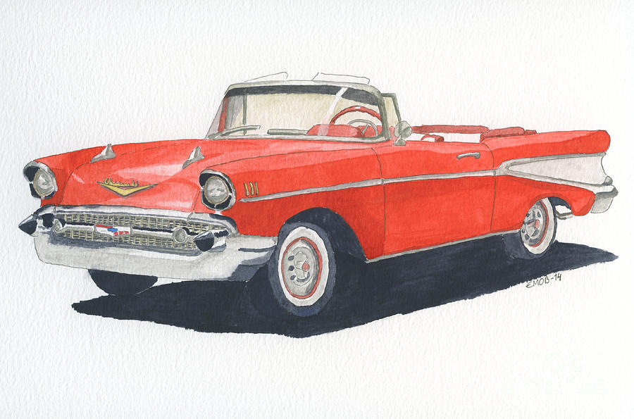 Chevy Bel Air Convertible 57 Painting by Eva Ason