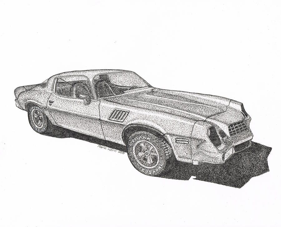 Car Drawing - Chevy Camaro by Marie Wern