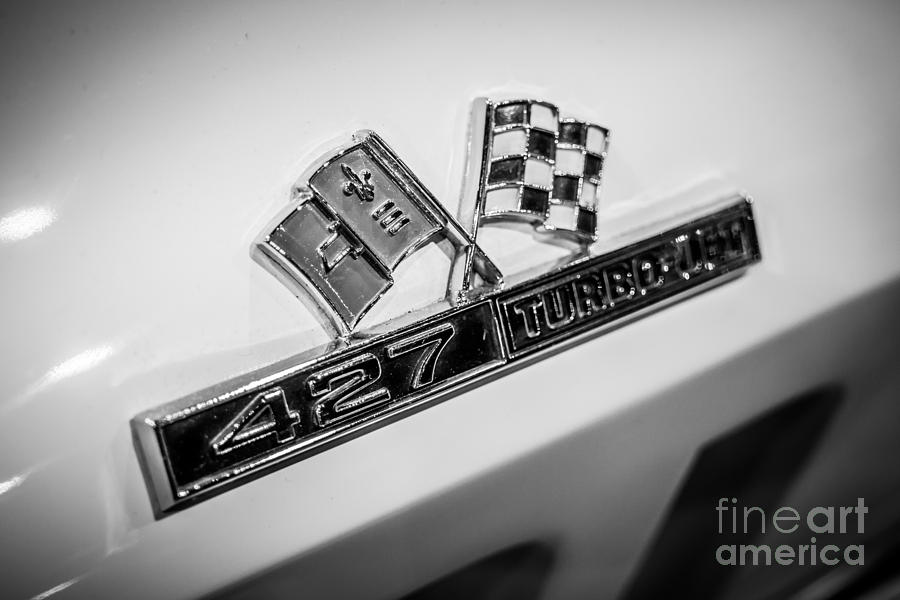 Flag Photograph - Chevy Corvette 427 Turbo-Jet Emblem by Paul Velgos