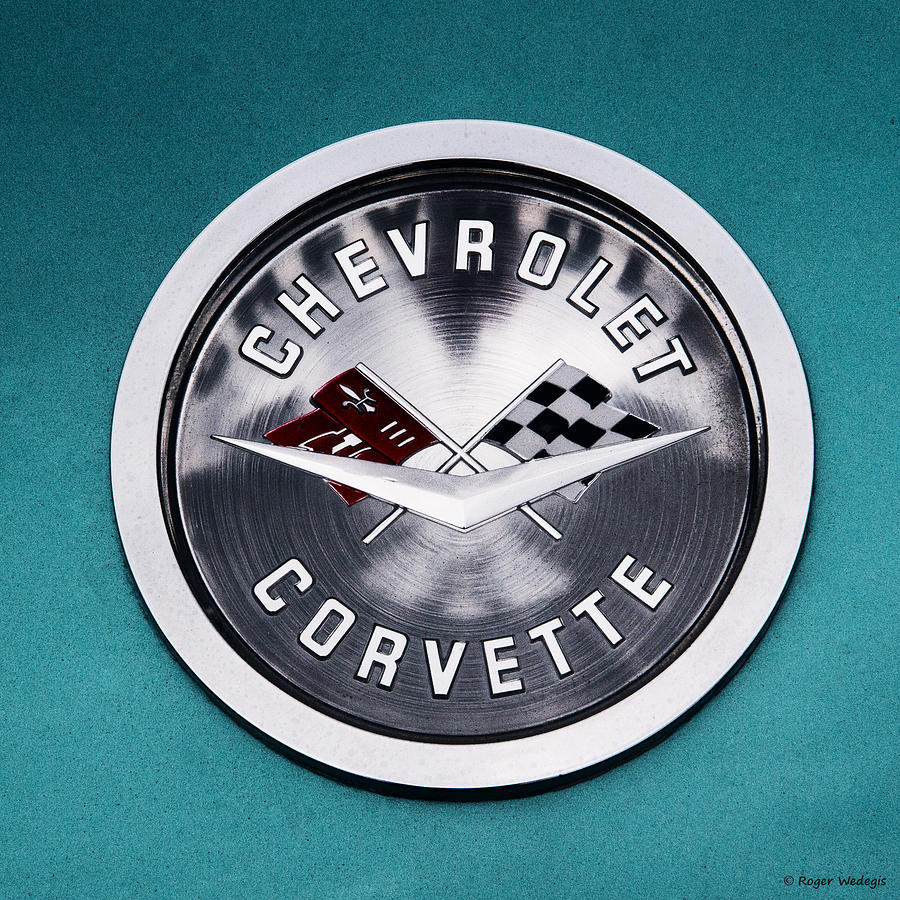 Car Photograph - Chevy Corvette Emblem by Roger Wedegis