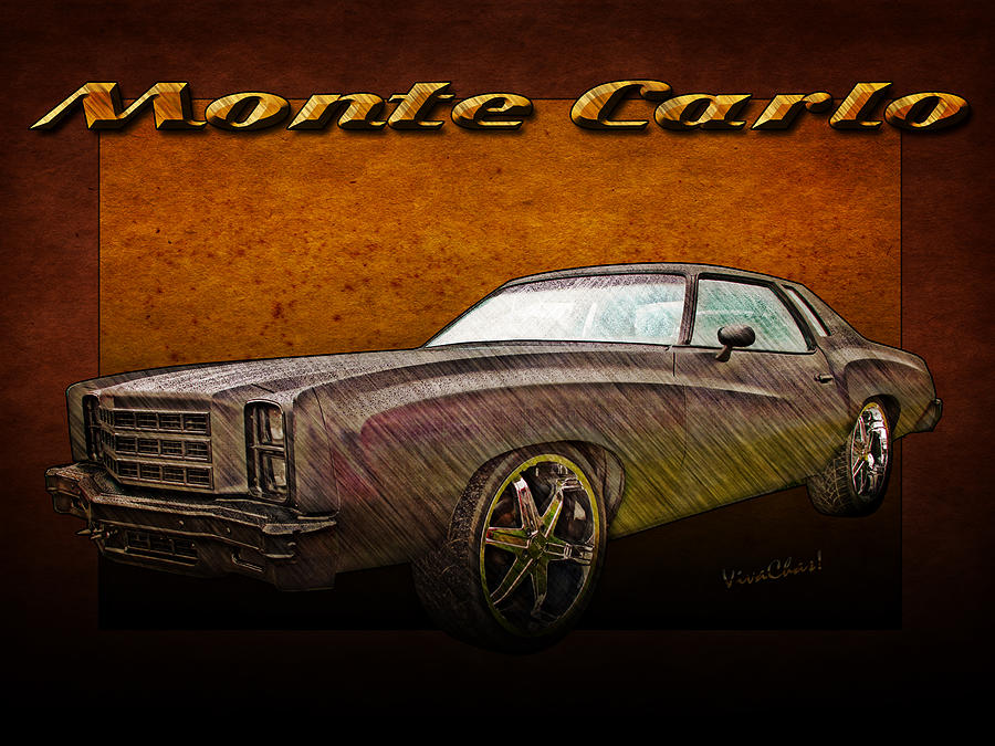 1976 Chevy Monte Carlo Poster Mixed Media by Chas Sinklier