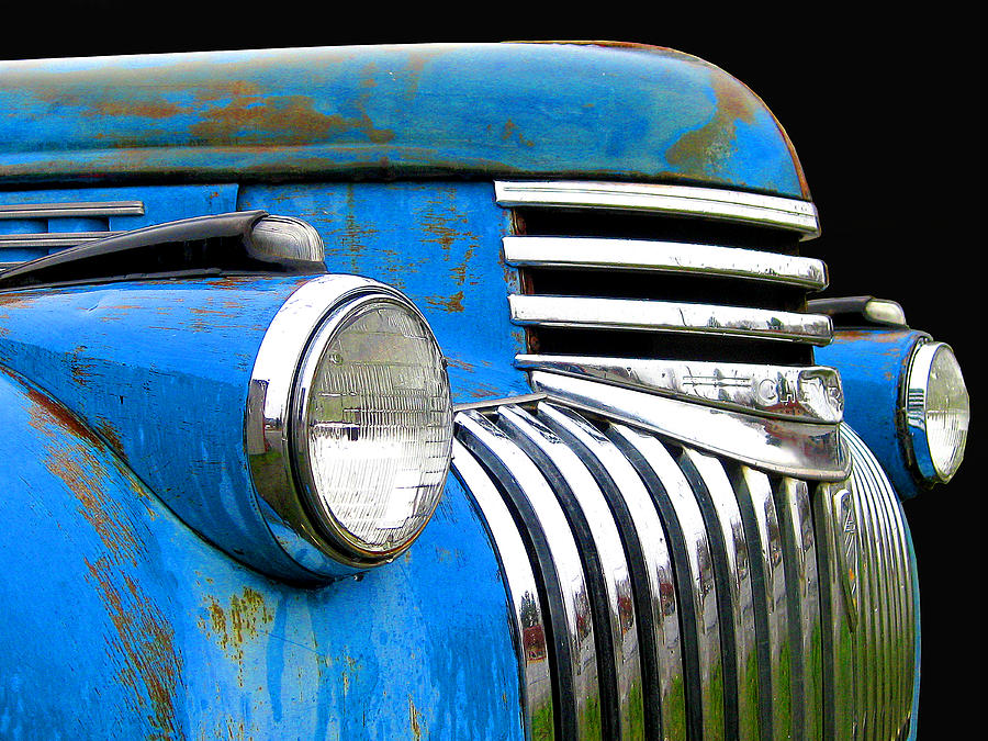 Chevy pick-up - 1942 bright blue Photograph by Larry Hunter