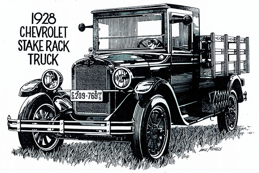 Transportation Drawing - Chevy Truck by Dale Michels