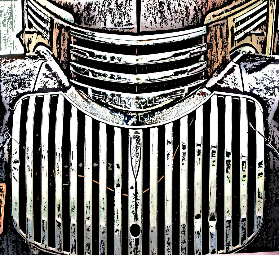 Chevy Truck Grill Digital Art by Cathy Anderson