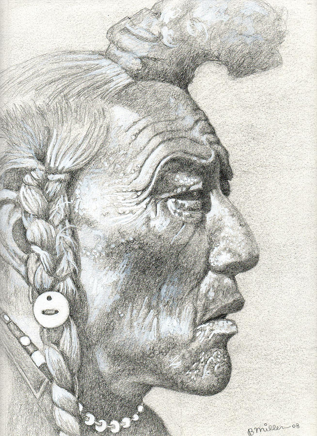 Bear Bull, Blackfoot Drawing by Bern Miller