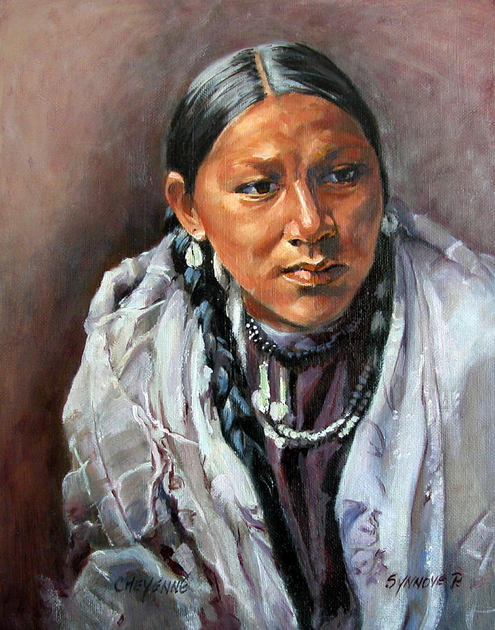 Cheyenne woman Painting by Synnove Pettersen