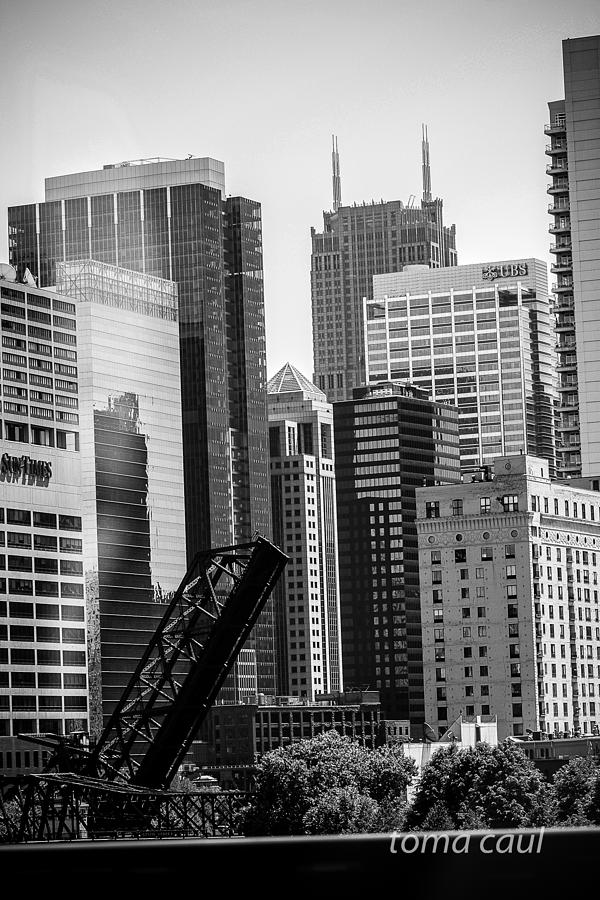 Chi Town  Sun Times BW Photograph by Toma Caul