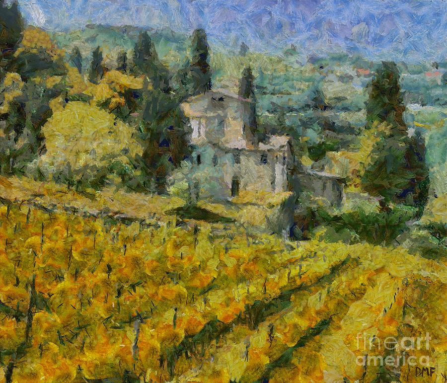 Landscape Painting - Chianti Vineyard by Dragica  Micki Fortuna