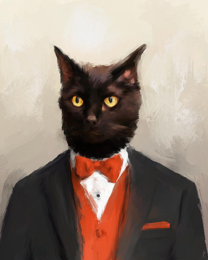 Chic Black Cat Painting by Jai Johnson