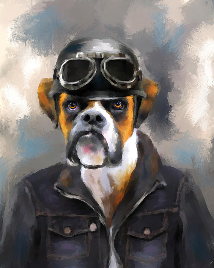 Chic Boxer Aviator Painting by Jai Johnson Chic Boxer Aviator Painting by Jai Johnson