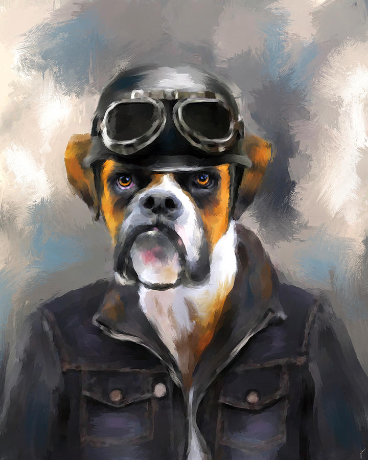 Dog Painting - Chic Boxer Aviator by Jai Johnson