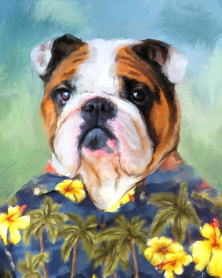 Chic English Bulldog Painting by Jai Johnson