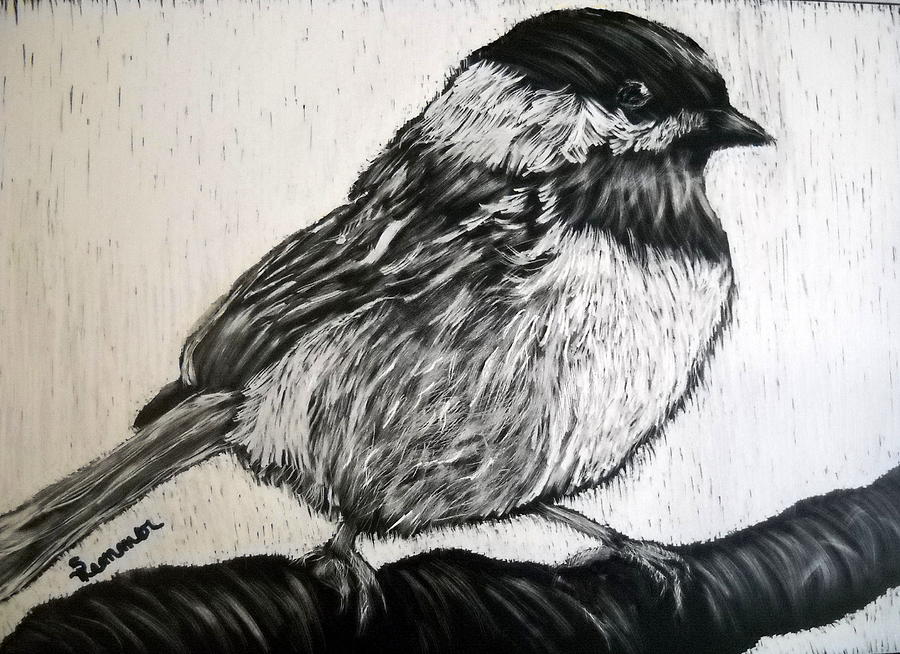 Bird Painting - Chicadee by Sandy Hemmer