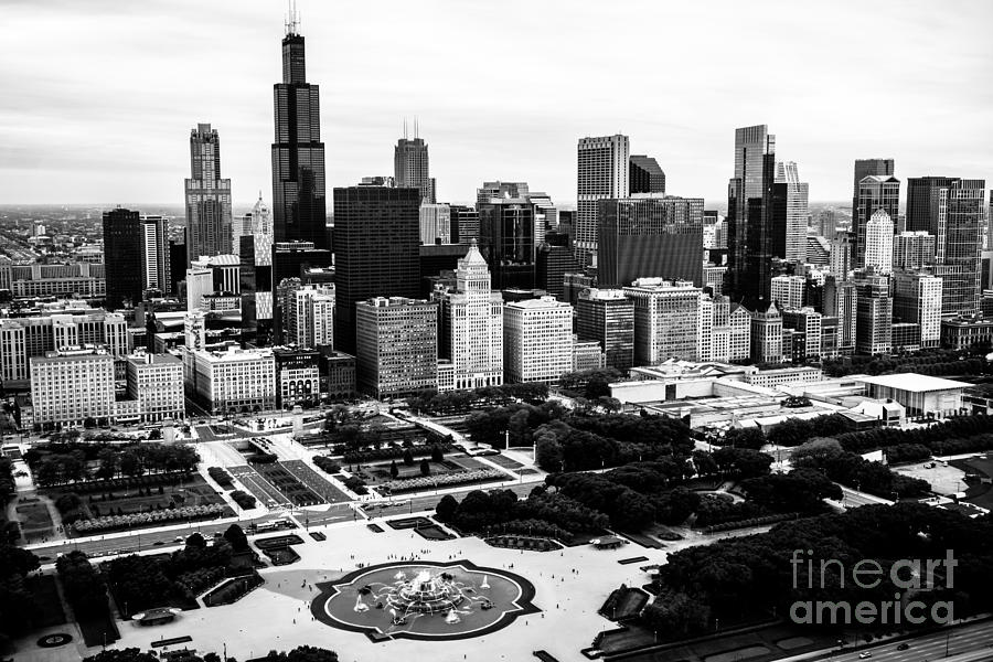Chicago Photograph - Chicago Aerial Picture in Black and White by Paul Velgos