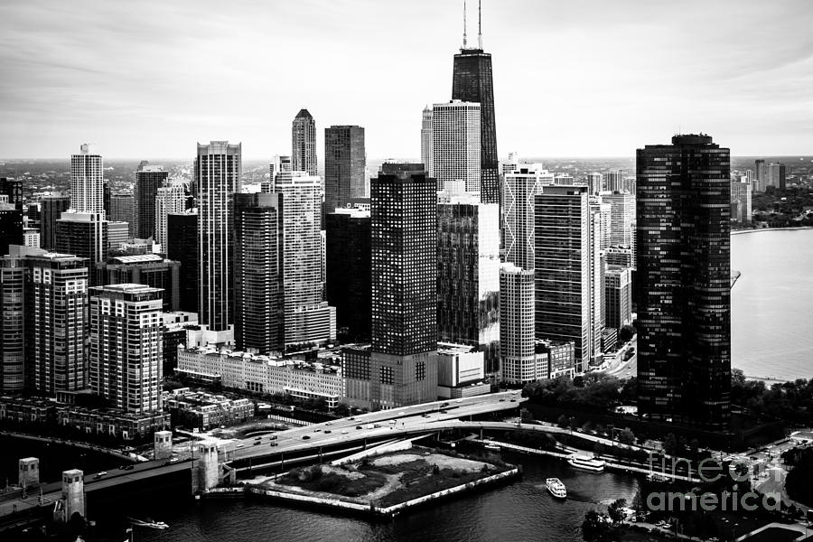 Chicago Aerial Picture of Streeterville in Black and White Photograph by Paul Velgos