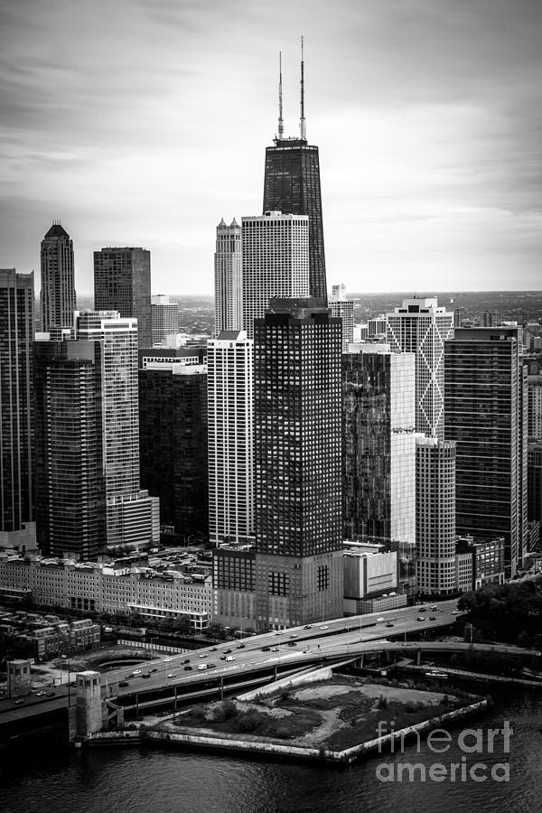 Chicago Aerial View in Black and White Photograph by Paul Velgos