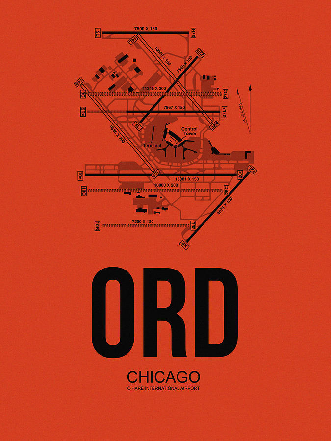 Chicago Digital Art - Chicago Airport Poster 1 by Naxart Studio