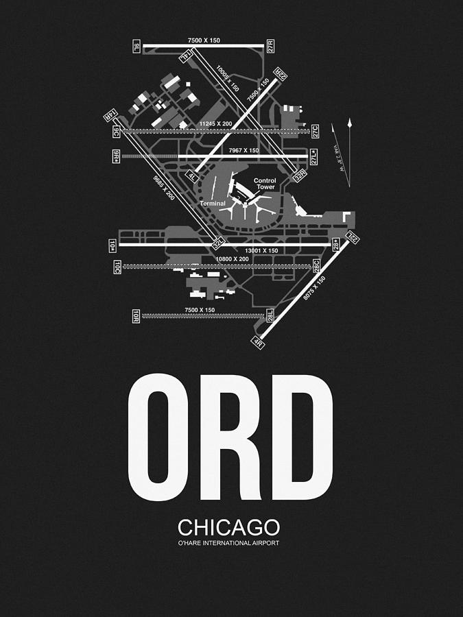 Chicago Digital Art - Chicago Airport Poster by Naxart Studio