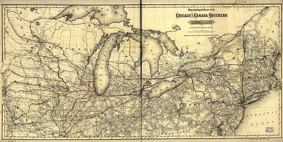 Chicago and Canada Southern Railway Route Map  Photograph by Georgia Fowler