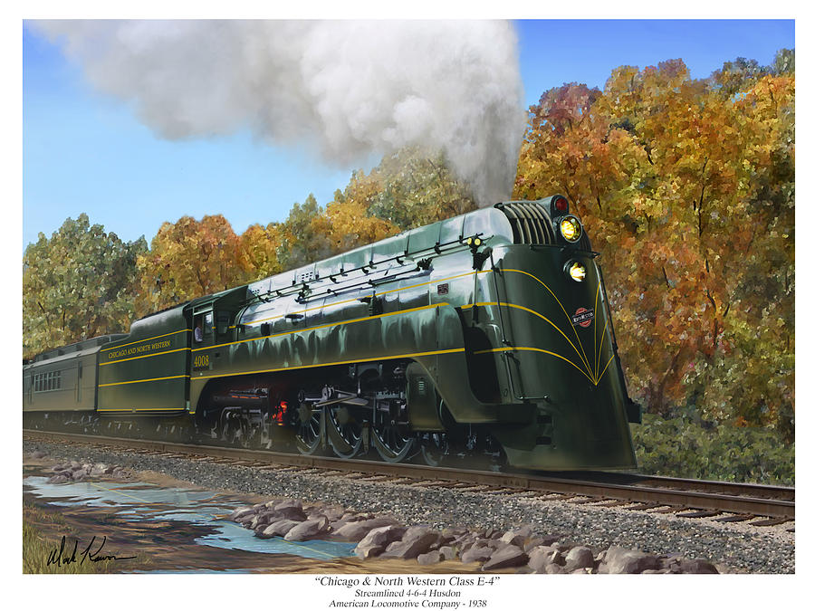 Train Painting - Chicago and North Western Class E-4 by Mark Karvon