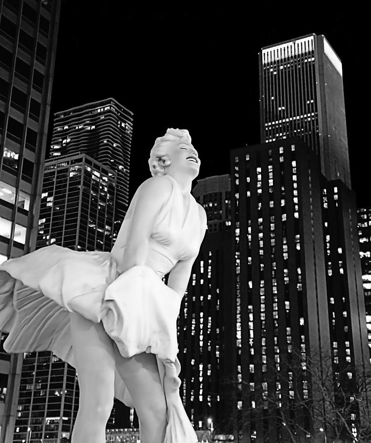 Chicago and the Blonde Bombshell - BW Photograph by Jenny Hudson