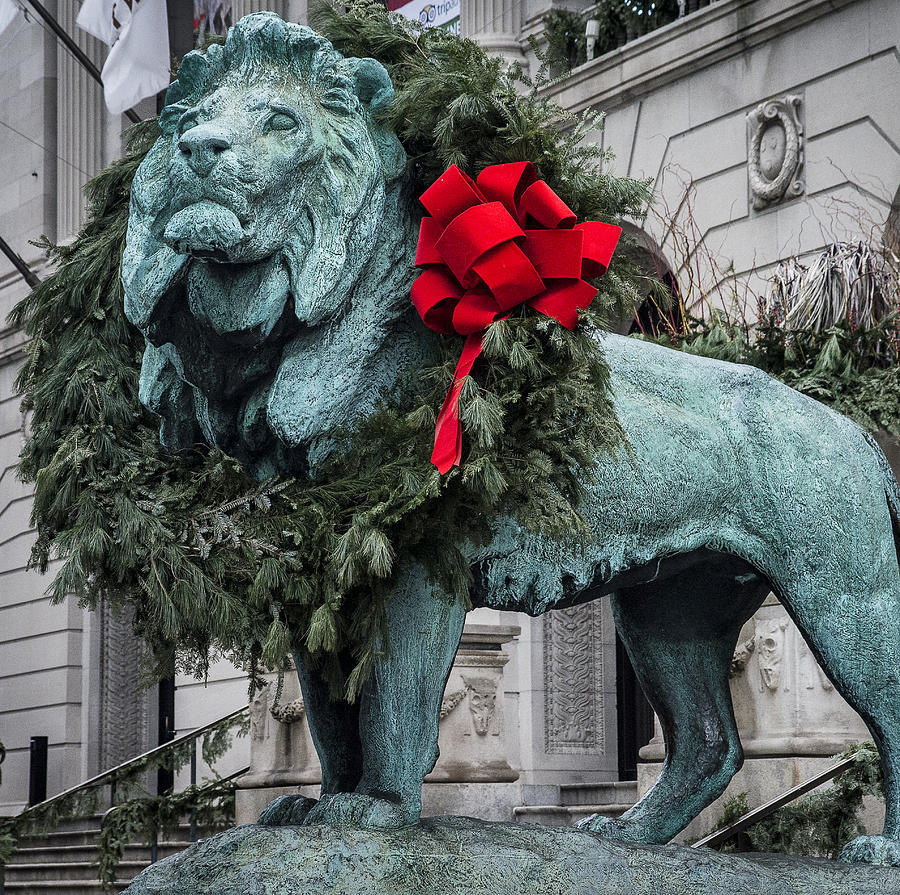 Chicago Art Institute Lion Photograph by Roger Lapinski