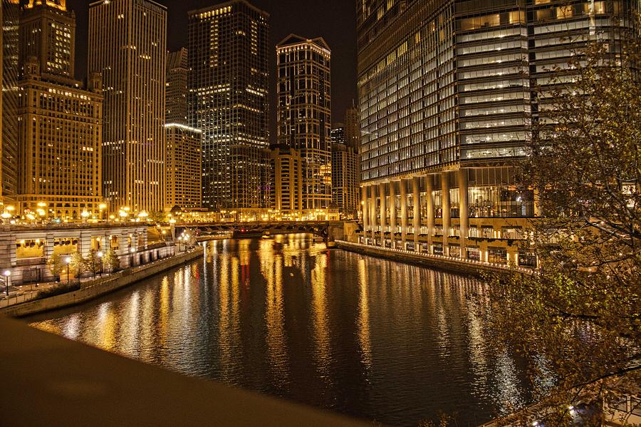 Chicago Photograph - Chicago at Night by Daniel Sheldon