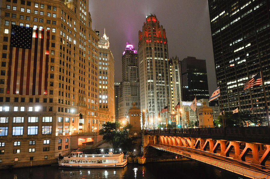 Chicago Il Photograph - Chicago at Night by Pamela Schreckengost