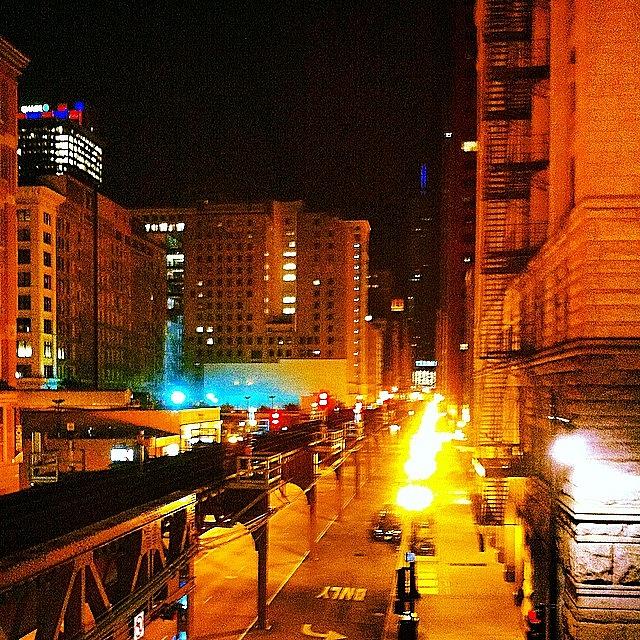 Chicago Photograph - #chicago At #night #train Tracks by Shane Stewart