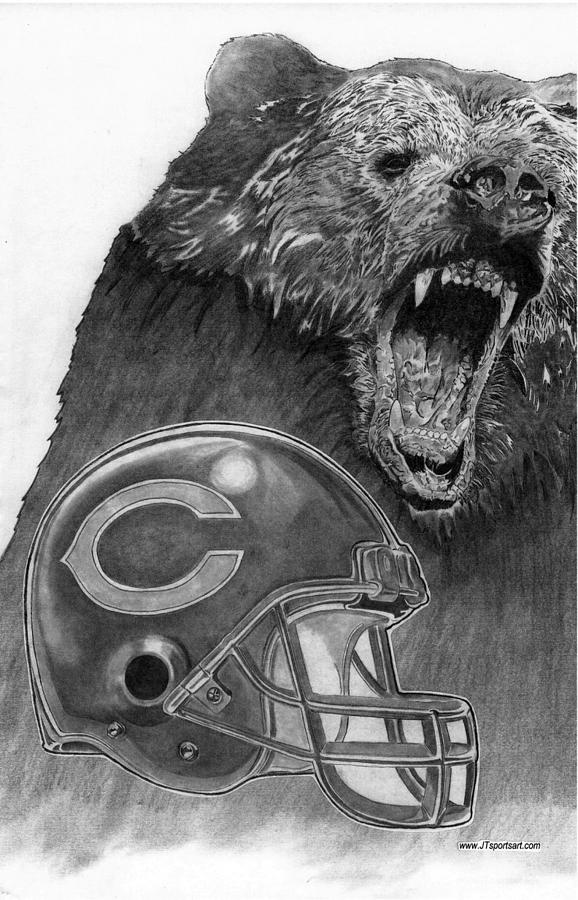 Chicago Drawing - Chicago Bears Helmet by Jonathan Tooley