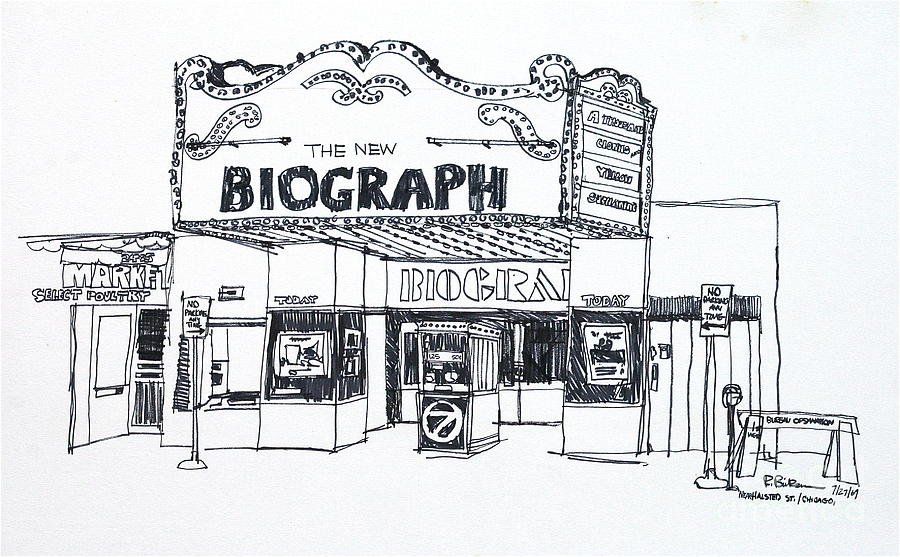 Chicago Biograph Theater Drawing by Robert Birkenes