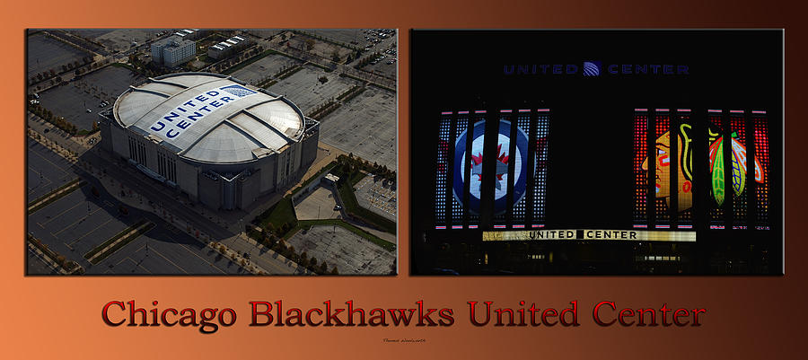 Stan Mikita Photograph - Chicago Blackhawks United Center Signage 2 Panel Tan by Thomas Woolworth