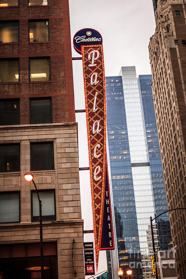 Chicago Photograph - Chicago Cadillac Palace Theatre Sign by Paul Velgos