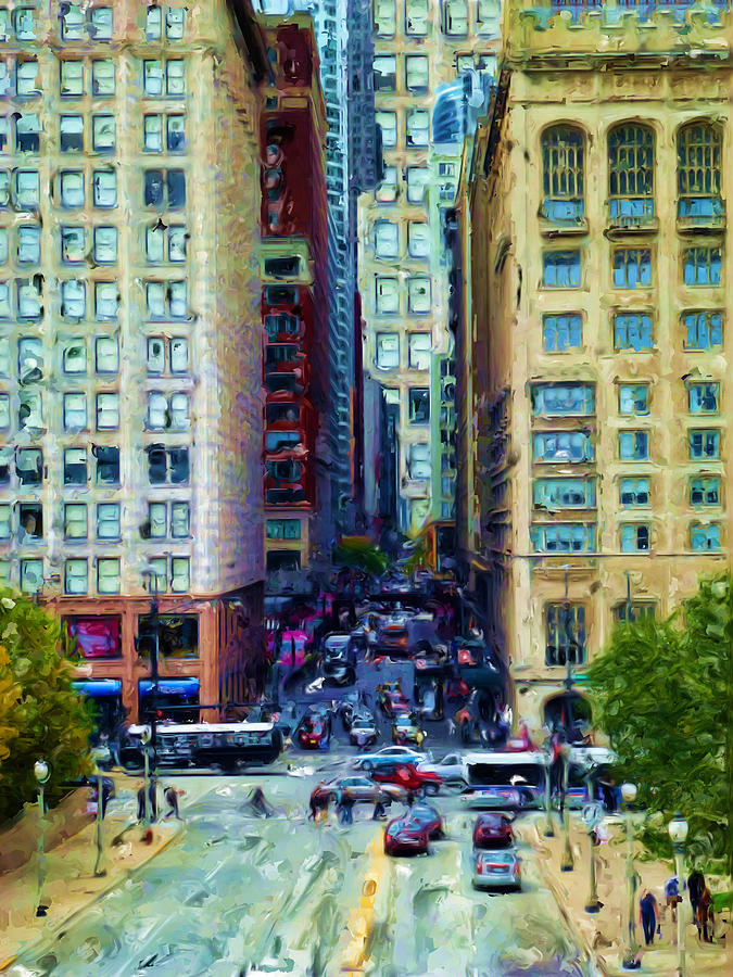 Chicago Digital Art - Chicago City Life by Cary Shapiro