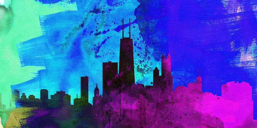 Chicago Painting - Chicago City Skyline by Naxart Studio