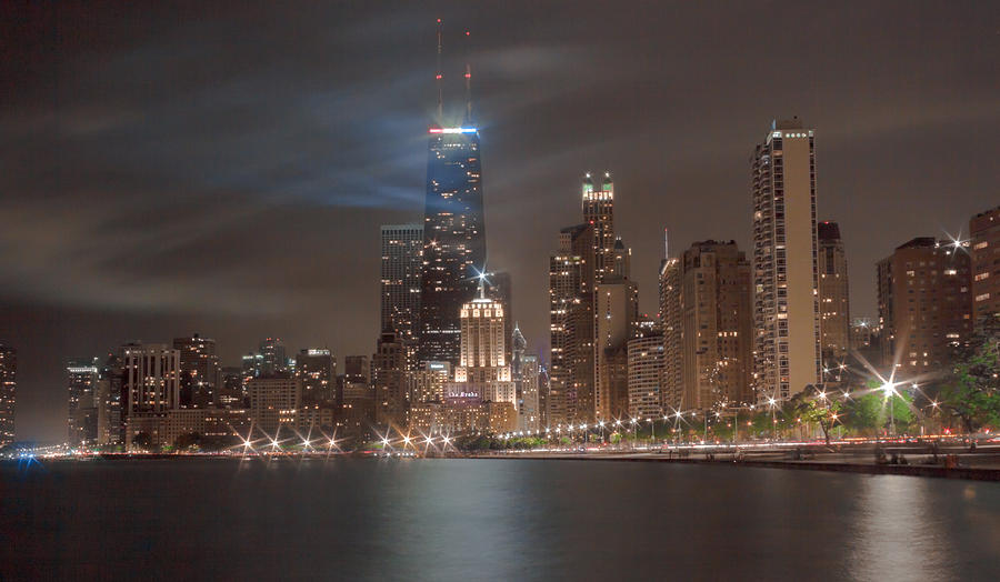 Chicago - Cityscape at Night Photograph by Greg Thiemeyer