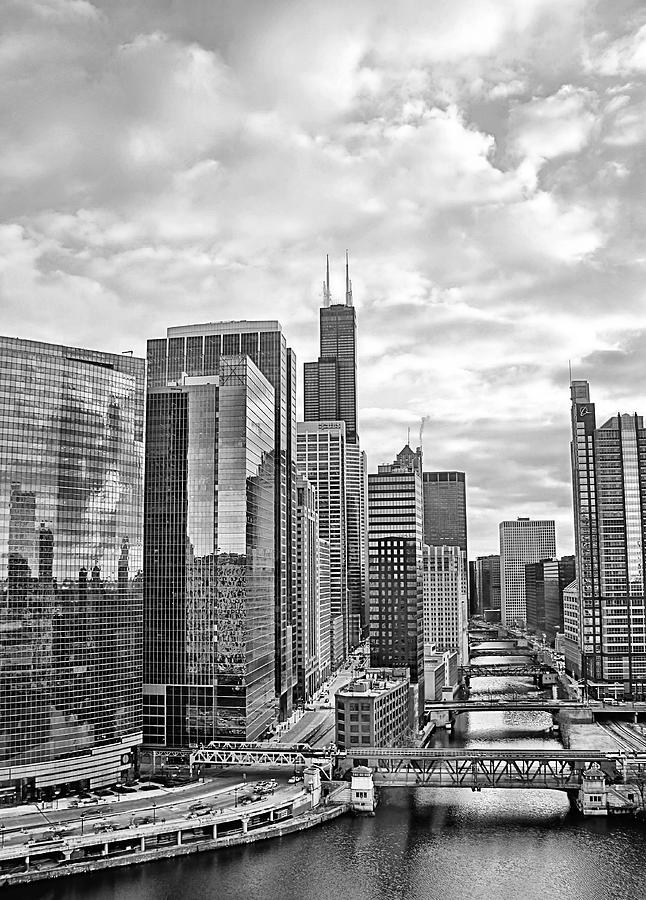 Chicago Cityscape BW Photograph by Jenny Hudson