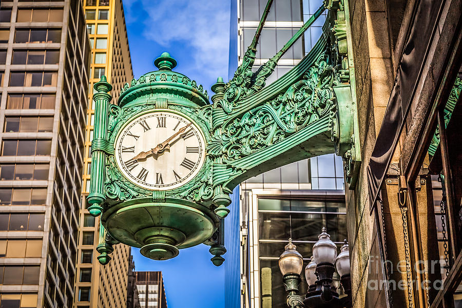 Chicago Clock HDR Photo Photograph by Paul Velgos