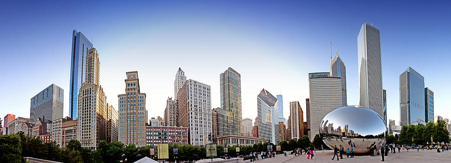 Chicago Cloud Gate Panorama Photograph by Alan Raasch