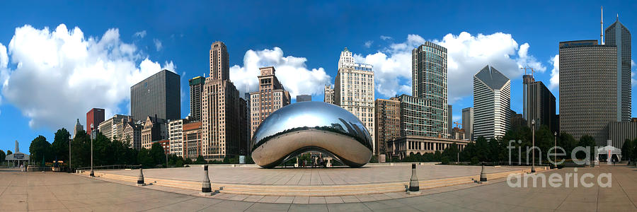 Chicago Skyline Photograph - Chicago- Cloud Gate Panoramic by Randy Smith