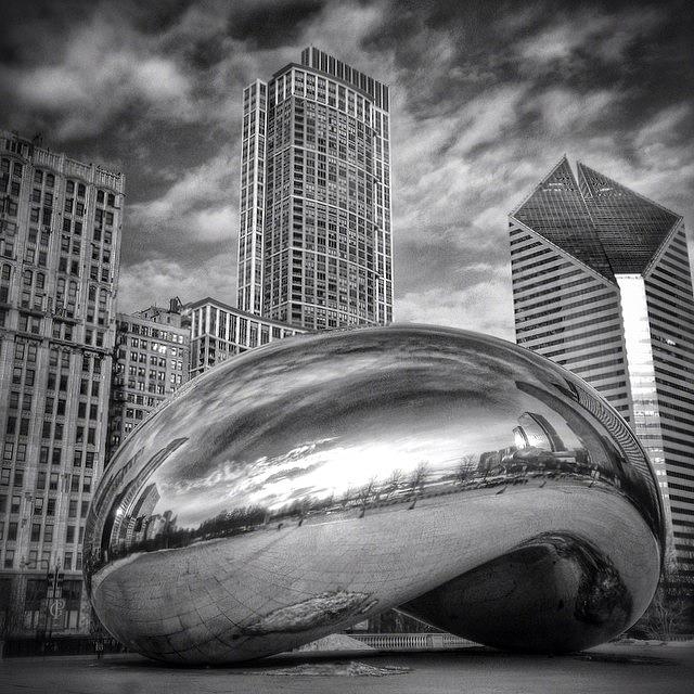 Architecture Photograph - Chicago Bean Cloud Gate HDR Picture by Paul Velgos