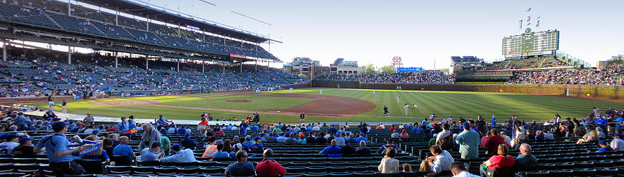 Ernie Banks Photograph - Chicago Cubs PreGame Time Panorama by Thomas Woolworth