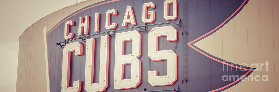 Chicago Cubs Photograph - Chicago Cubs Sign Vintage Panoramic Picture by Paul Velgos