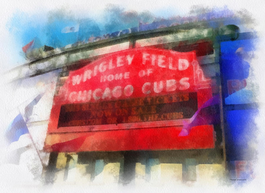 Chicago Cubs Wrigley Field Marquee Photo Art 01 Photograph by Thomas Woolworth