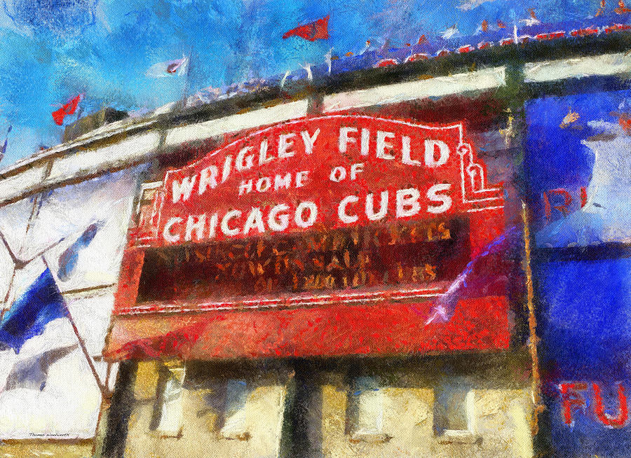 Chicago Cubs Wrigley Field Marquee Photo Art 02 Photograph by Thomas Woolworth