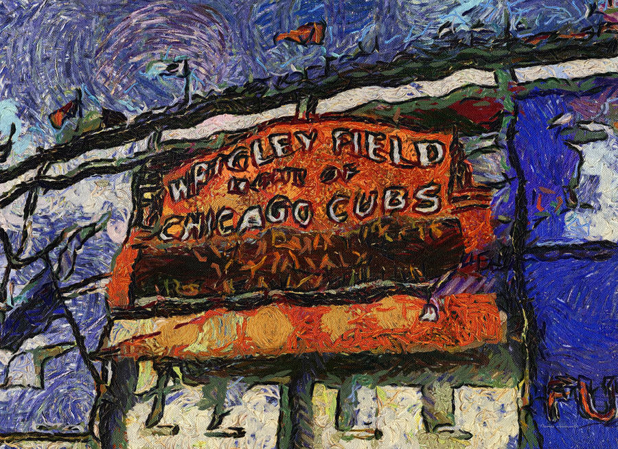 Chicago Cubs Wrigley Field Ernie Banks Canvas Art Print 