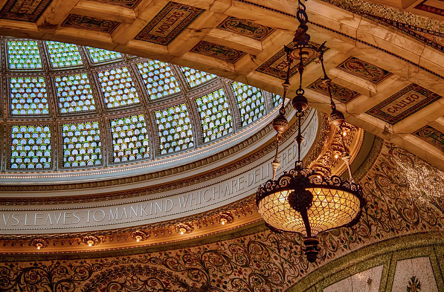Vintage Photograph - Chicago Cultural Center Tiffany Dome by Mike Burgquist