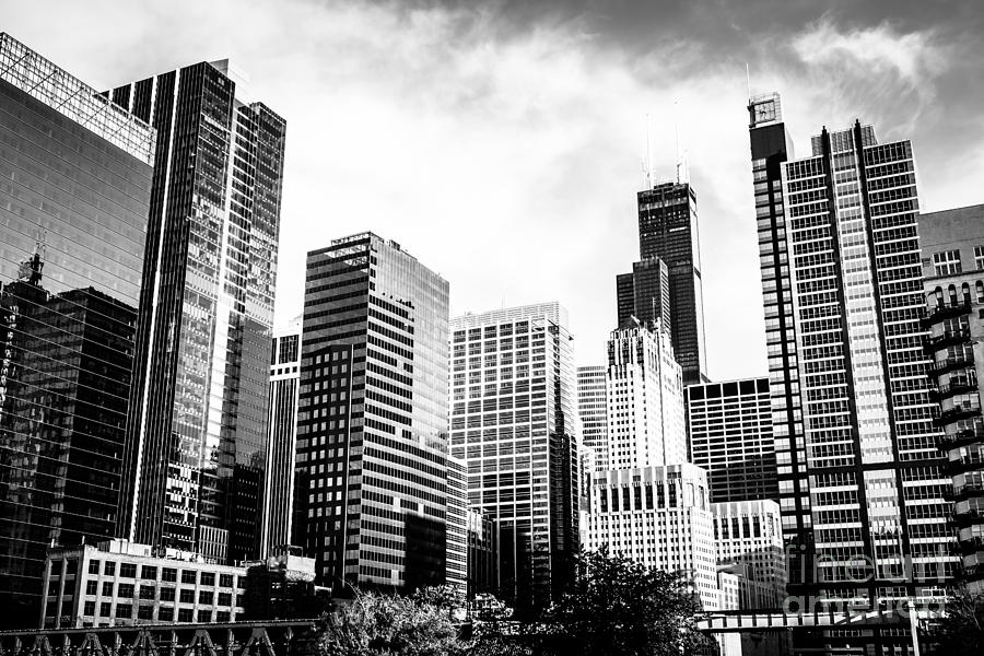 Chicago Photograph - Chicago Downtown Black and White Picture by Paul Velgos
