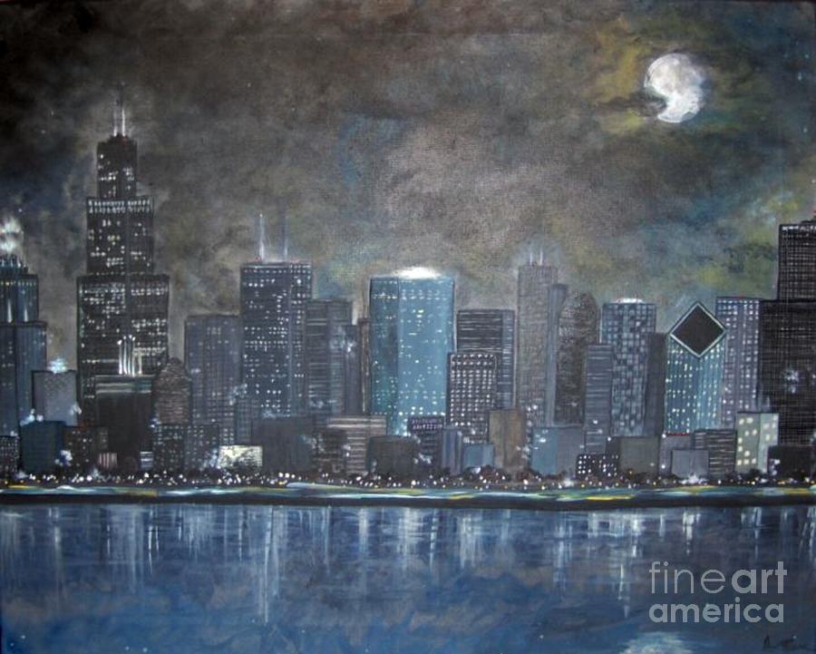 Chicago Evening Blues Painting by Amanda Baumgartner - Fine Art America